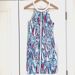 Lilly Pulitzer Pearl Resort White Red Right Return Sailboat Shift Dress Size 8